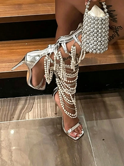 Pearl & Rhinestone Gladiator Sandals