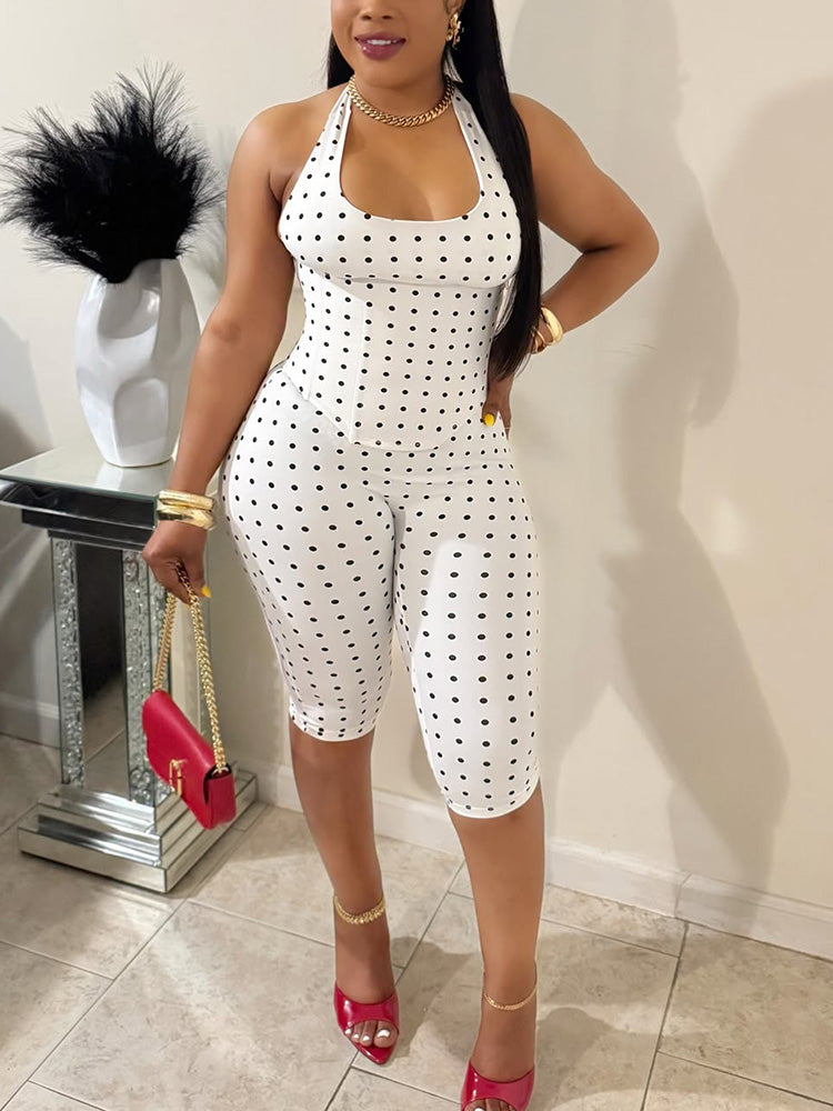 Polka Dot Jumpsuit & Corset Set