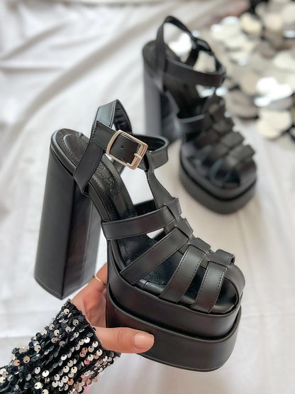 Braid Platform Chunky Heel Sandals