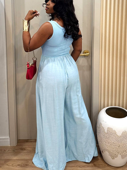 Ribbed Tank Wide-Leg Jumpsuit
