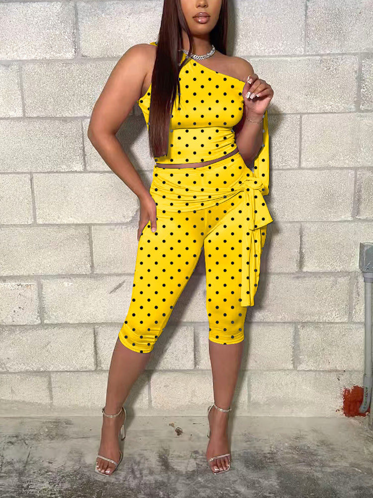 Polka Dot Tie-Up Top & Capri Set