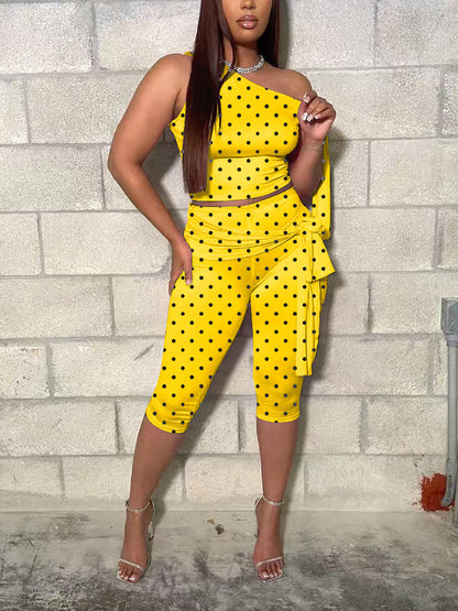 Polka Dot Tie-Up Top & Capri Set