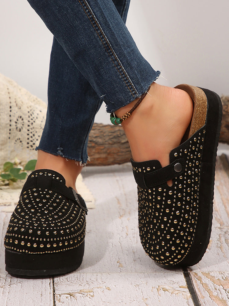 Suede Studded Platform Clogs