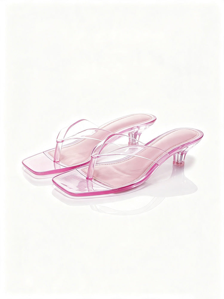 Jelly Thong Kitten Heel Sandals