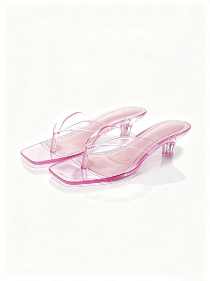 Jelly Thong Kitten Heel Sandals