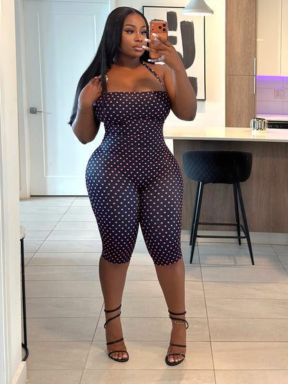 Polka Dot Halter Capri Jumpsuit