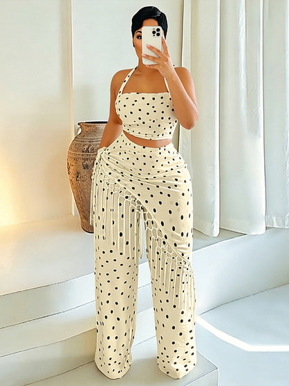 Polka Dot Fringe Three Pieces Set