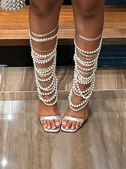 Pearl & Rhinestone Gladiator Sandals