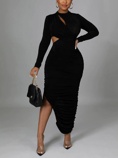 Cutout Ruched Split Dress - ECHOINE