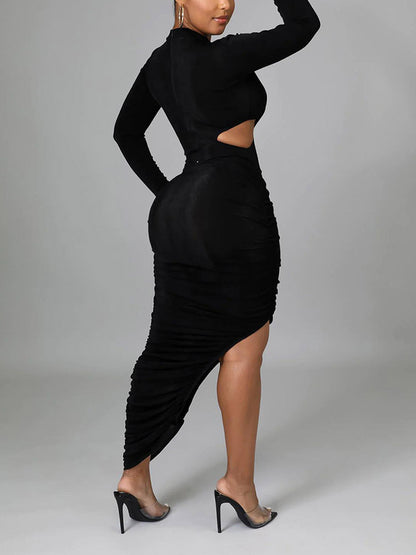 Cutout Ruched Split Dress - ECHOINE