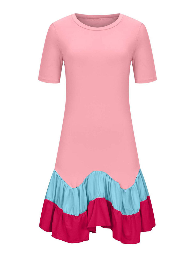 Color Block Ruffle Dress - ECHOINE