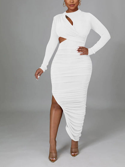 Cutout Ruched Split Dress - ECHOINE