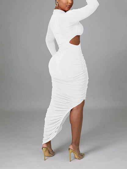 Cutout Ruched Split Dress - ECHOINE