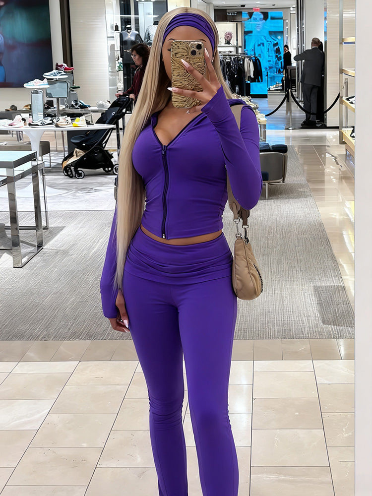 Ensemble veste sculptante et pantalon évasé avec bandeau