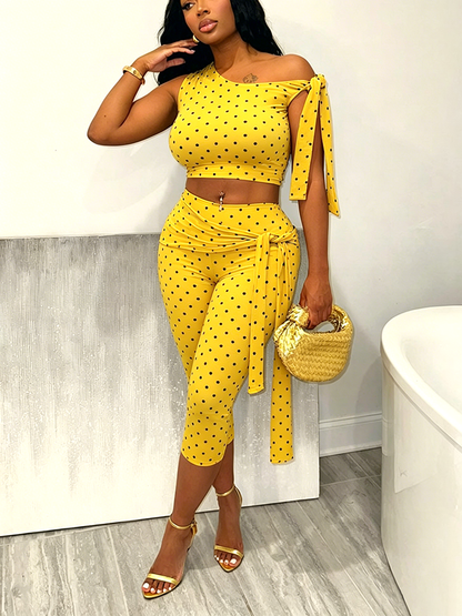 Polka Dot Tie-Up Top & Capri Set