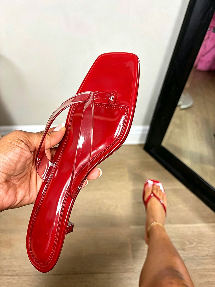 Jelly Thong Kitten Heel Sandals