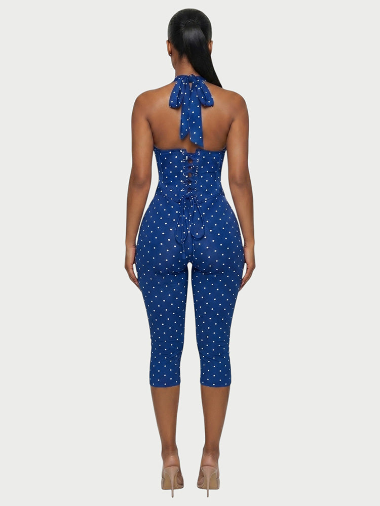 Polka Dot Jumpsuit & Corset Set