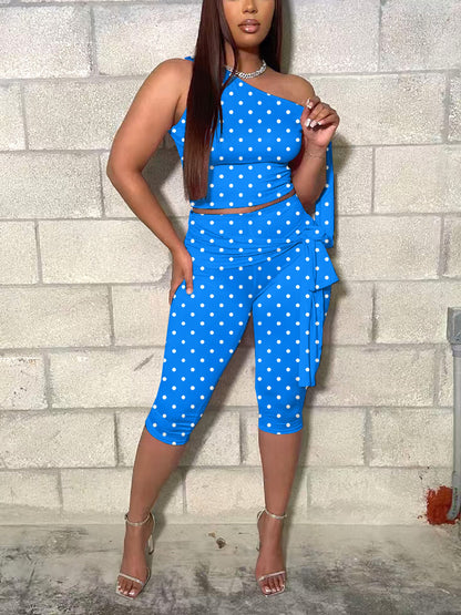 Polka Dot Tie-Up Top & Capri Set