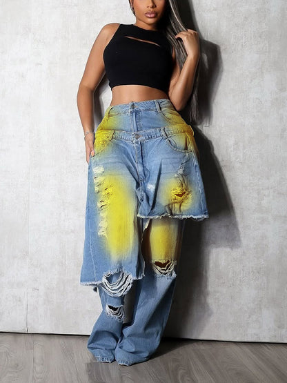 Double Layered Denim Jeans