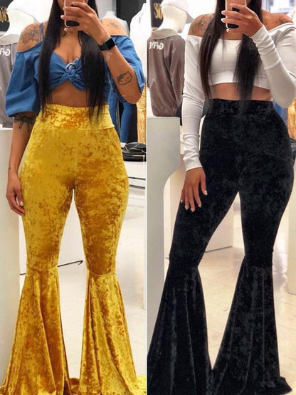 Velvet High Waist Flared Pants