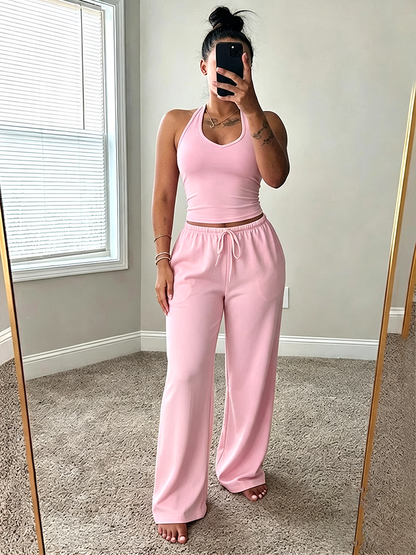 Chill Halter Top & Wide Pants Lounge Set