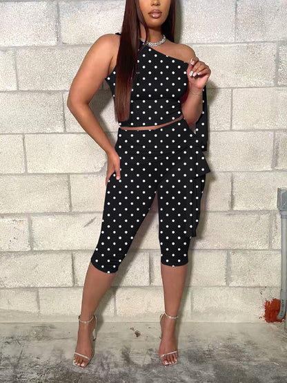 Polka Dot Tie-Up Top & Capri Set