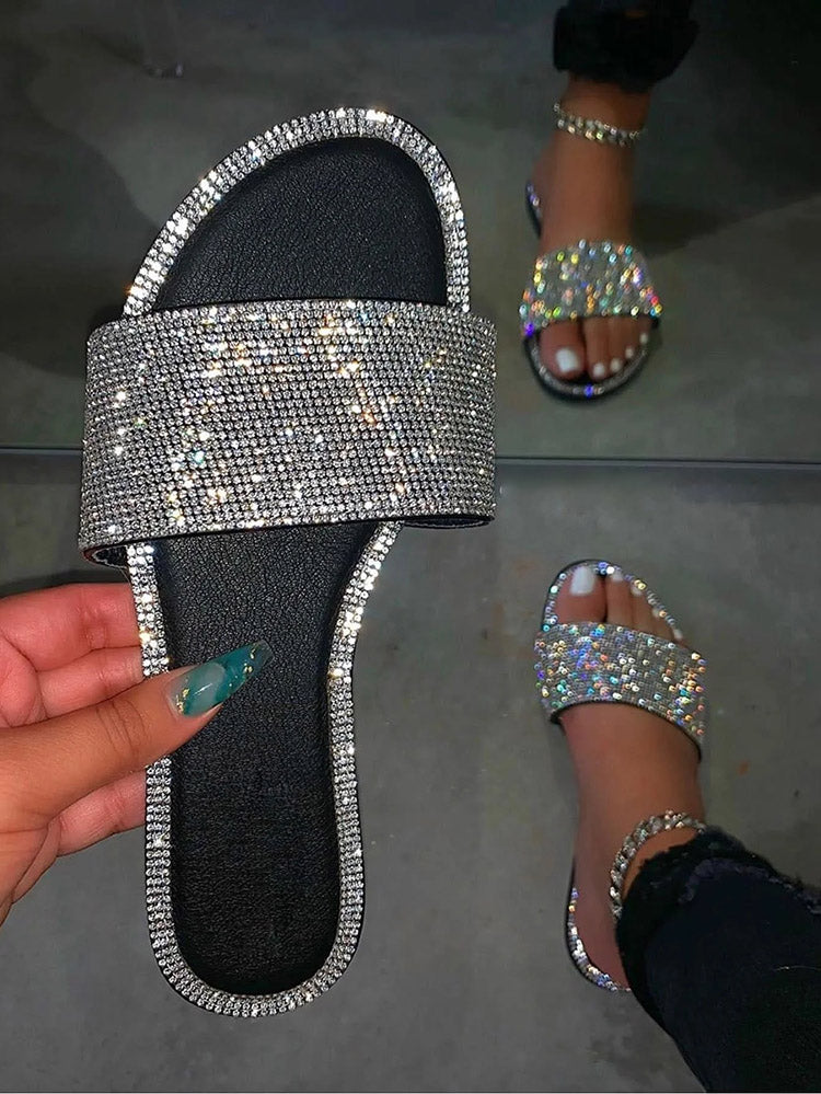 Crystal Glitter Flat Bling Slippers
