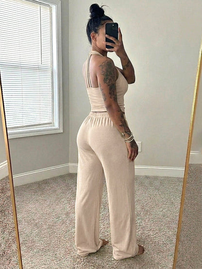 Chill Halter Top & Wide Pants Lounge Set