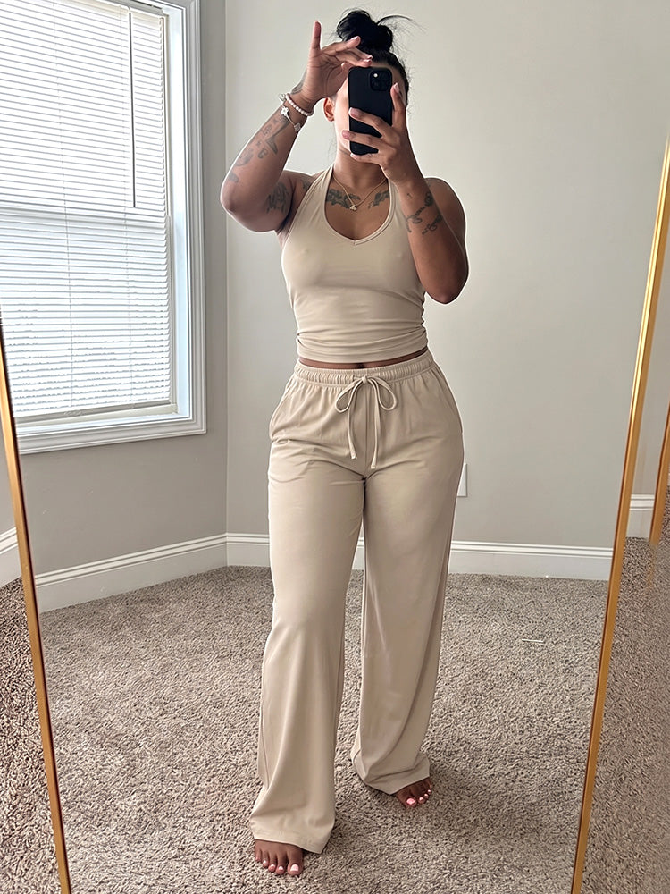 Chill Halter Top & Wide Pants Lounge Set