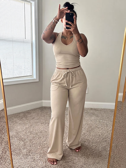 Chill Halter Top & Wide Pants Lounge Set