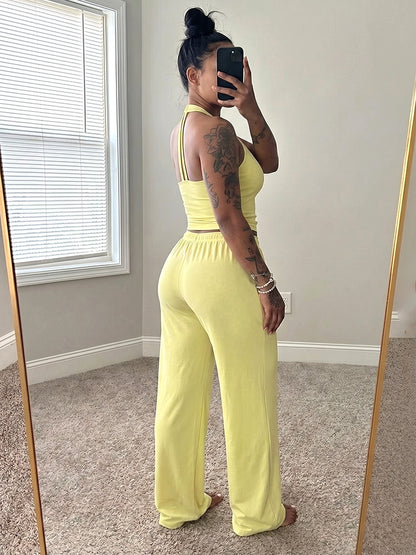 Chill Halter Top & Wide Pants Lounge Set
