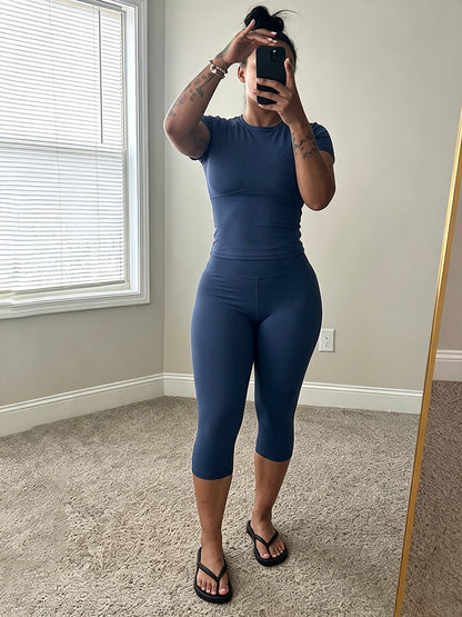 Effortless Fitted Tee & Capri Leggings Set