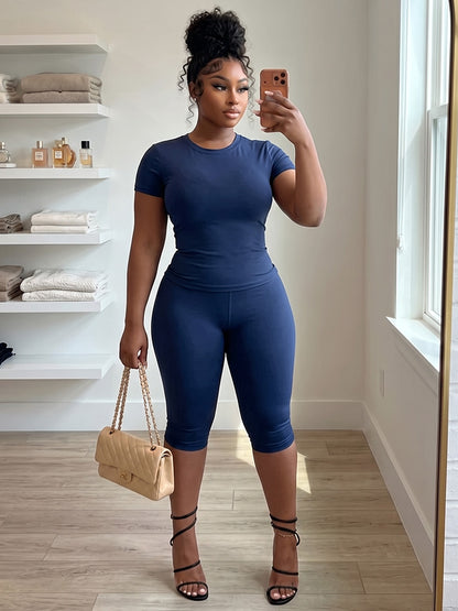 Effortless Fitted Tee & Capri Leggings Set
