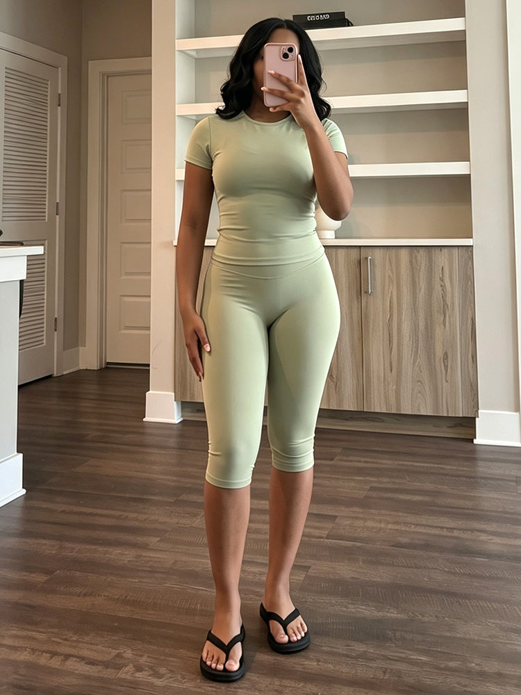 Effortless Fitted Tee & Capri Leggings Set