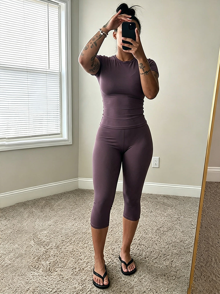 Effortless Fitted Tee & Capri Leggings Set