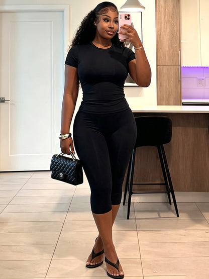 Effortless Fitted Tee & Capri Leggings Set