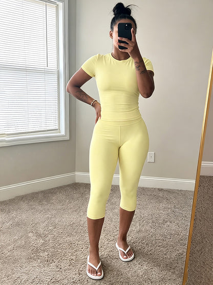 Effortless Fitted Tee & Capri Leggings Set