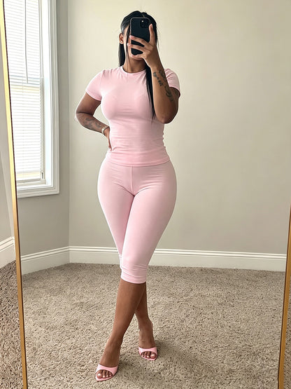 Effortless Fitted Tee & Capri Leggings Set