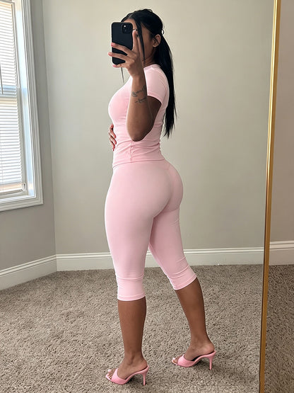 Effortless Fitted Tee & Capri Leggings Set
