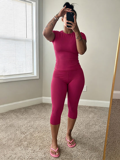 Effortless Fitted Tee & Capri Leggings Set