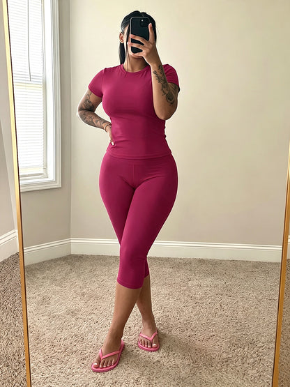 Effortless Fitted Tee & Capri Leggings Set