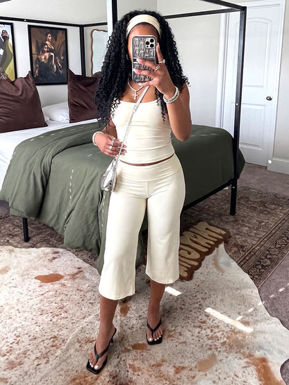 Soft Cami Top & Wide Capri Pants Lounge Set