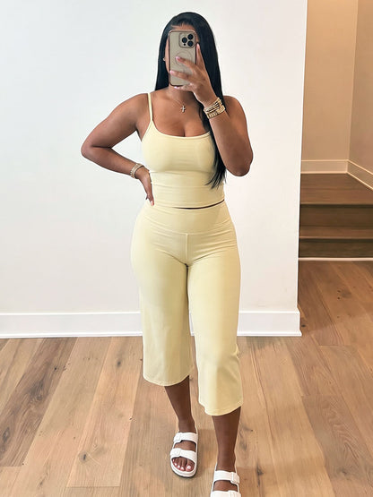 Soft Cami Top & Wide Capri Pants Lounge Set