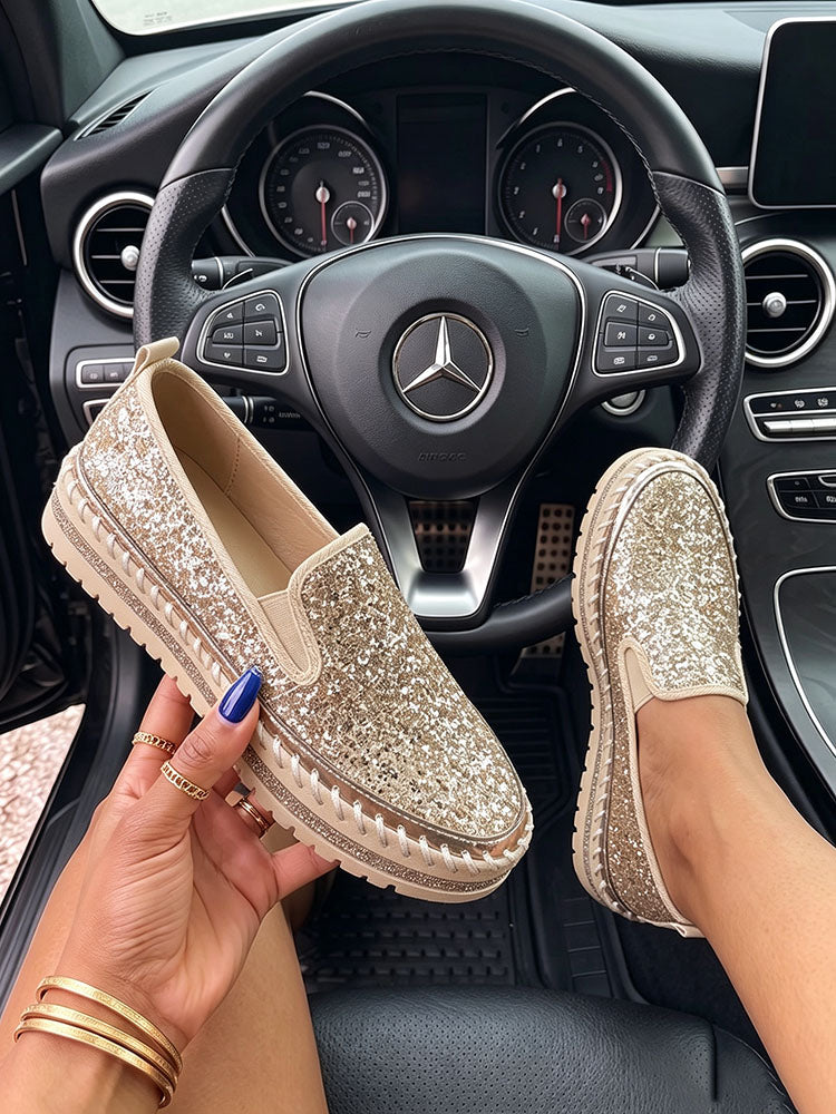 Glitter Slip-On Loafers