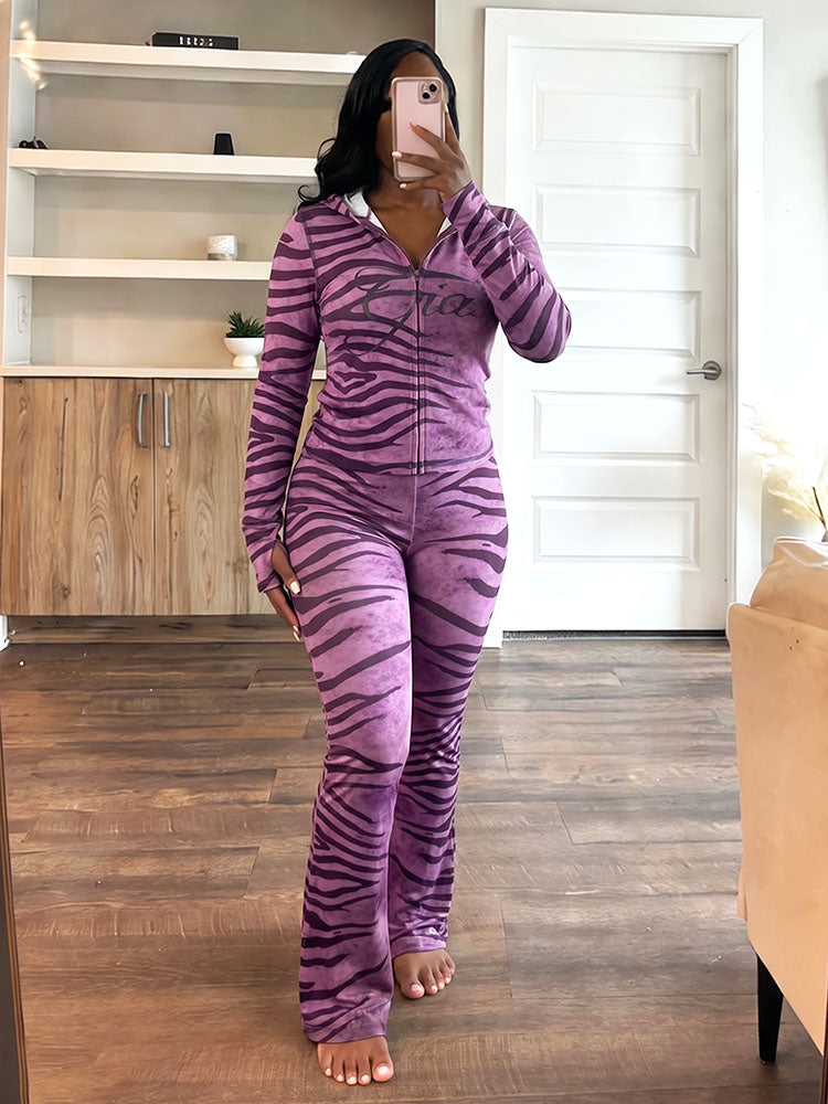 Graphic Hoodie & Flare Pants Set