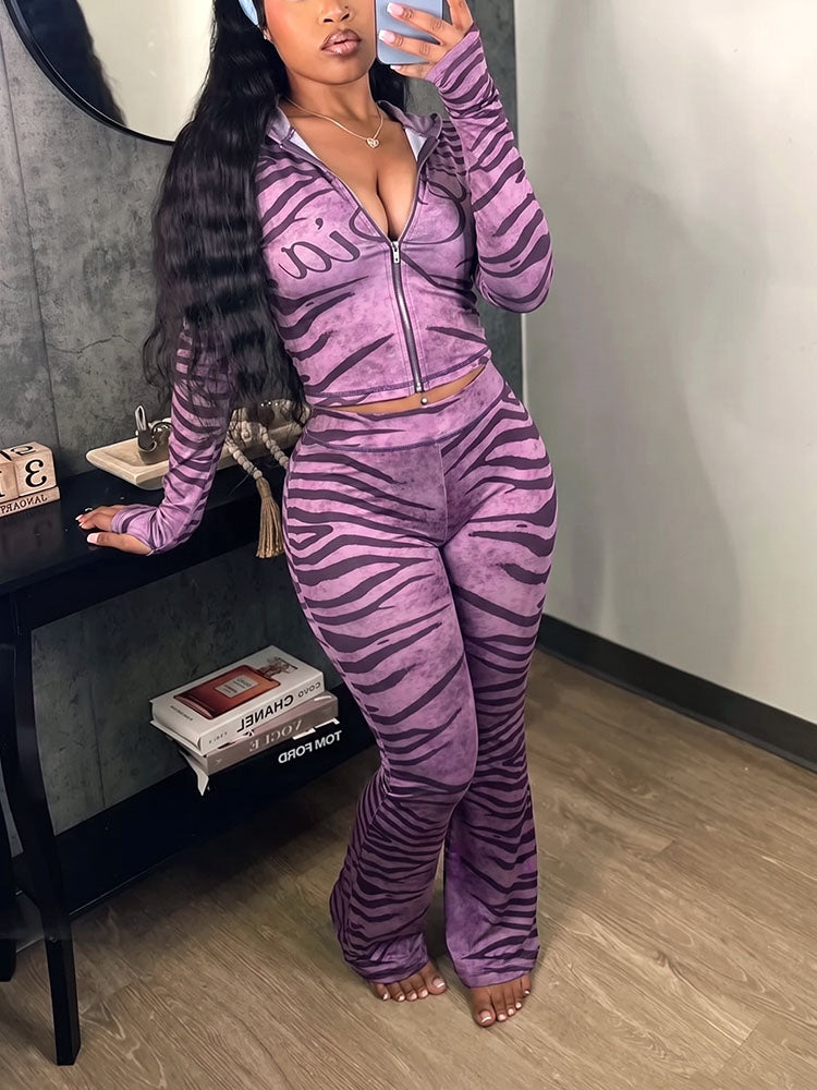 Graphic Hoodie & Flare Pants Set