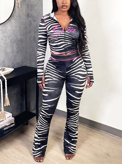 Graphic Hoodie & Flare Pants Set