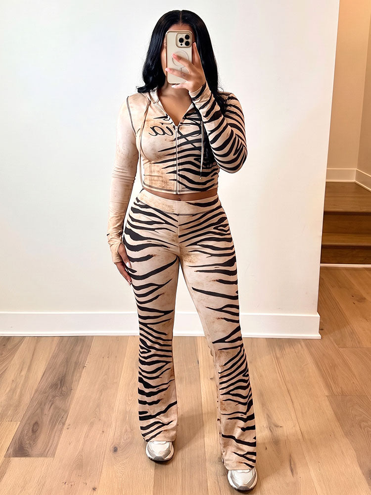 Graphic Hoodie & Flare Pants Set