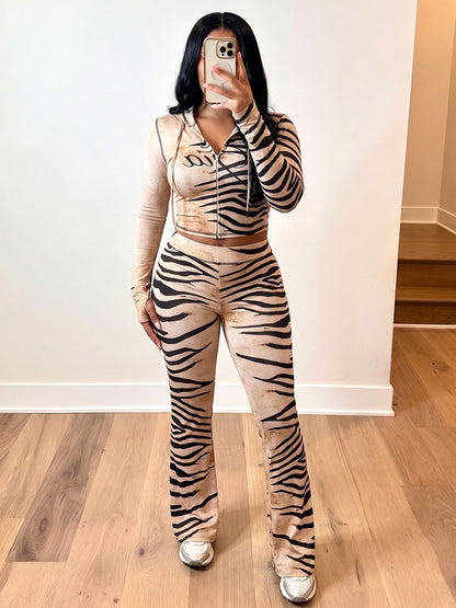 Graphic Hoodie & Flare Pants Set