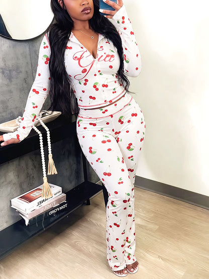 Graphic Hoodie & Flare Pants Set
